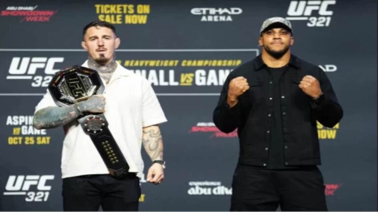 Tom Aspinall dan Ciryl Gane Bentrok Tatapan Panas di UFC 321 Press Conference