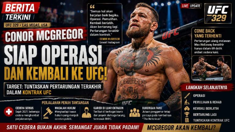 Conor McGregor Pastikan Jalani Operasi, Tetap Optimistis Menatap Masa Depan di UFC
