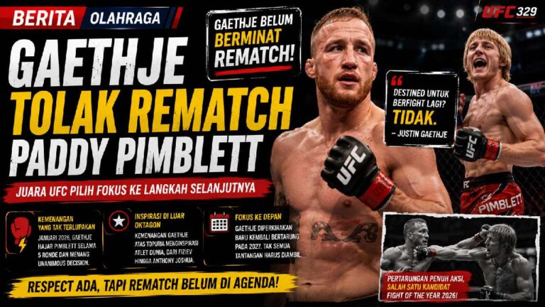 Justin Gaethje Belum Tertarik Rematch dengan Paddy Pimblett Meski Persaingan Memanas