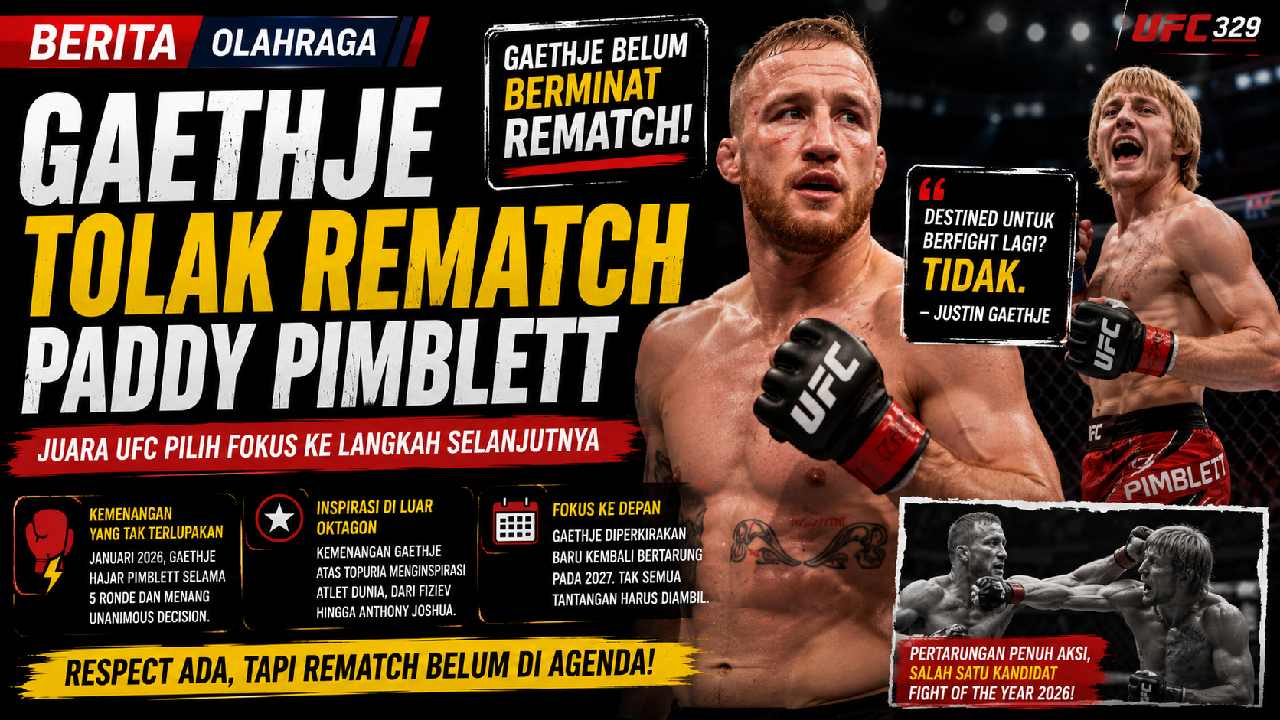 Justin Gaethje Belum Tertarik Rematch dengan Paddy Pimblett Meski Persaingan Memanas