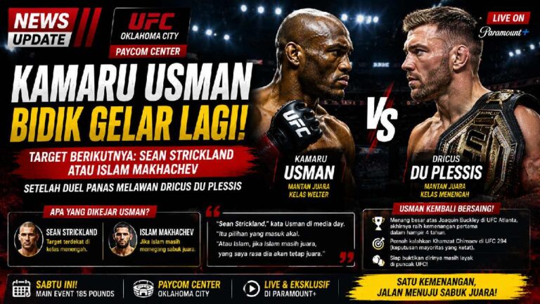 Kamaru Usman Bidik Sean Strickland atau Islam Makhachev Usai Hadapi Dricus du Plessis
