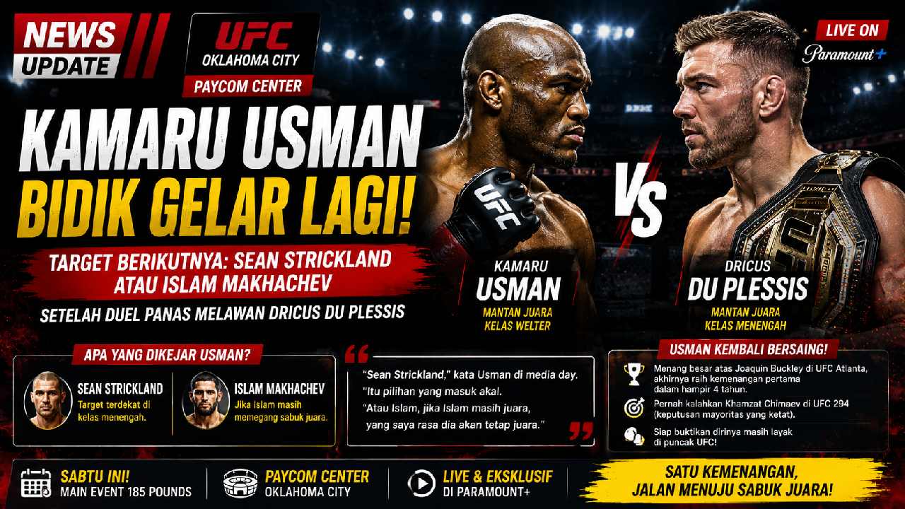 Kamaru Usman Bidik Sean Strickland atau Islam Makhachev Usai Hadapi Dricus du Plessis