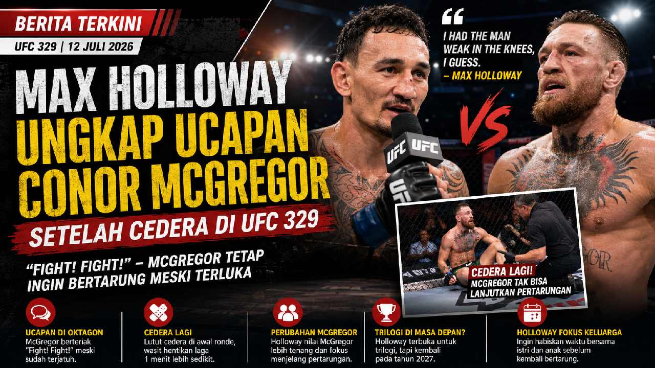 Max Holloway Ungkap Perkataan Conor McGregor Setelah Cedera di UFC 329