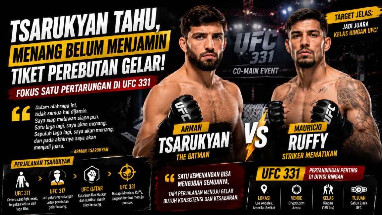 Arman Tsarukyan Hadapi Mauricio Ruffy, Kemenangan Belum Menjamin Perebutan Gelar UFC