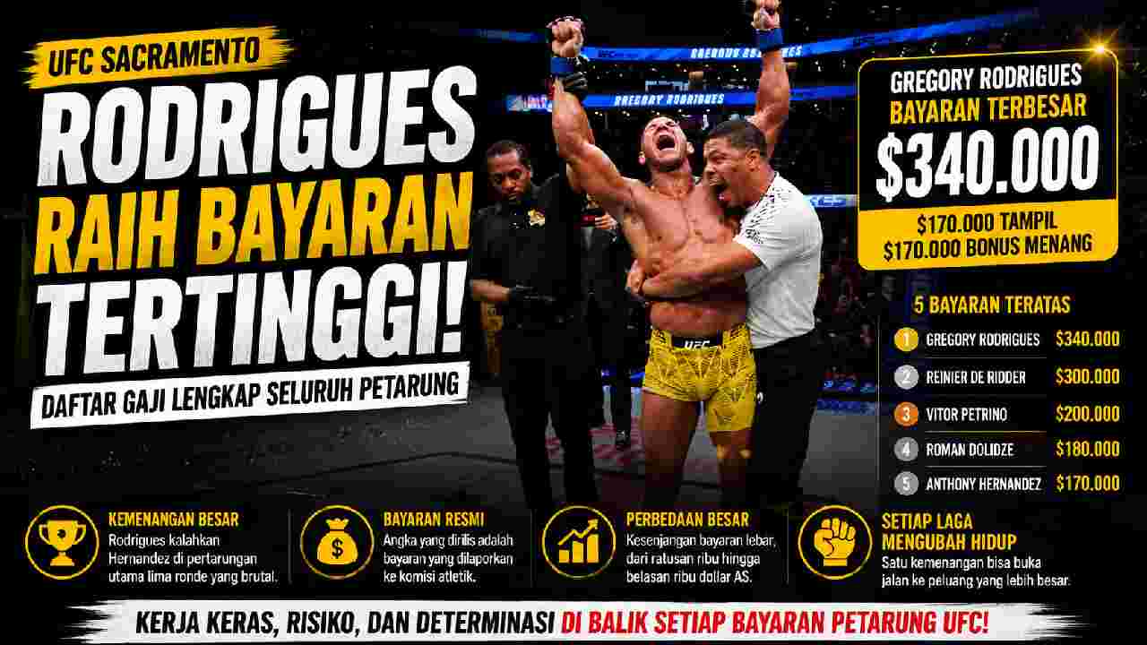 Gregory Rodrigues Pimpin Daftar Gaji UFC Sacramento Usai Menang di Main Event
