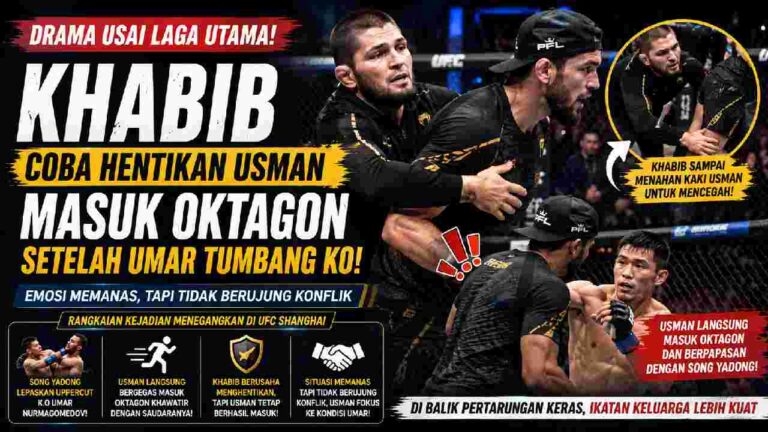 Khabib Coba Hentikan Usman Masuk Oktagon Usai Umar Tumbang di UFC Shanghai
