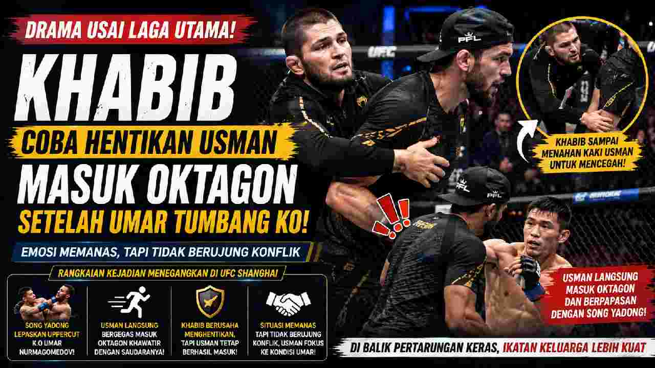 Khabib Coba Hentikan Usman Masuk Oktagon Usai Umar Tumbang di UFC Shanghai