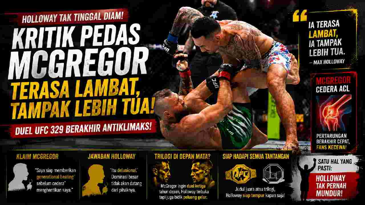 Max Holloway Balas Conor McGregor, Sebut Klaim Seusai UFC 329 Terlalu Mengada-ada