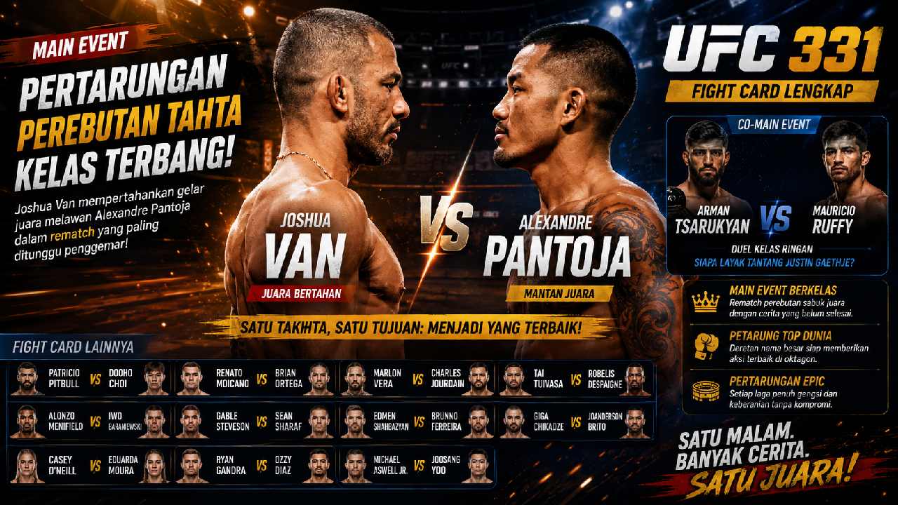 UFC 331 Resmi Umumkan Fight Card, Joshua Van vs Alexandre Pantoja 2 Jadi Main Event
